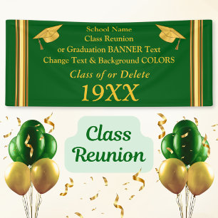 Green and Gold Class Reunion Banner or Graduation