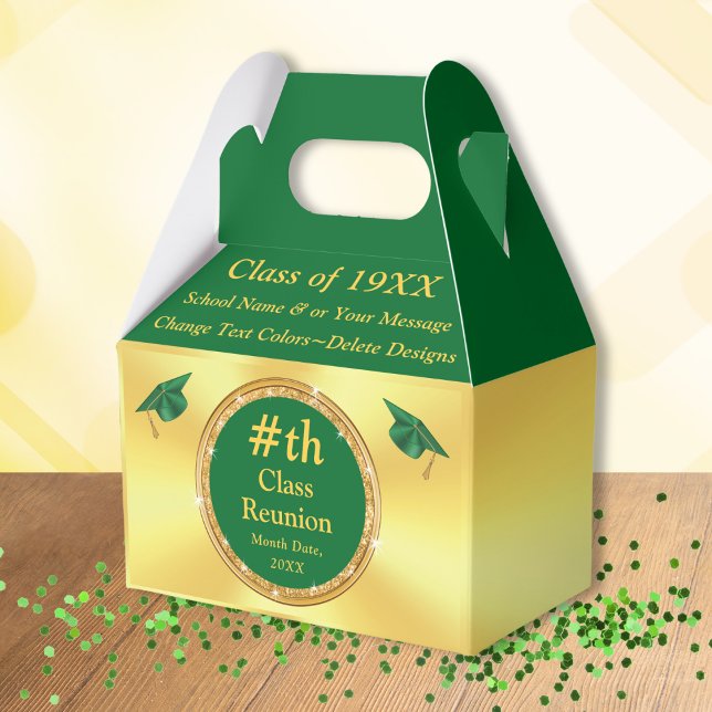 Green and Gold, Class Reunion Favours, Boxes (Class Reunion Candy Bags. Green and Gold, Class Reunion Candy Favors, box. High School Reunion.  )
