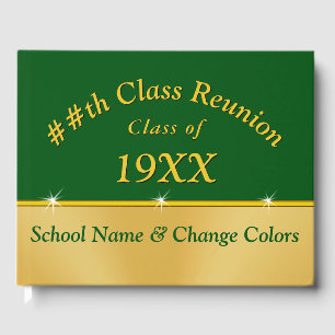 Green and Gold Class Reunion Guest Book Your Colou