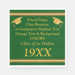 Green and Gold Class Reunion Napkins or Your Colou