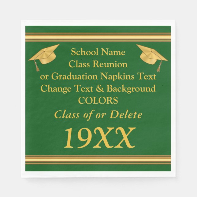 Green and Gold Class Reunion Napkins or Your Colou (Front)