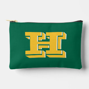 Green and Gold College Style Initial Monogram Accessory Pouch