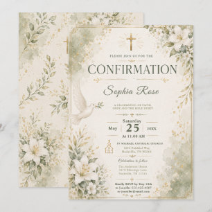 Green and Gold Confirmation Invitation