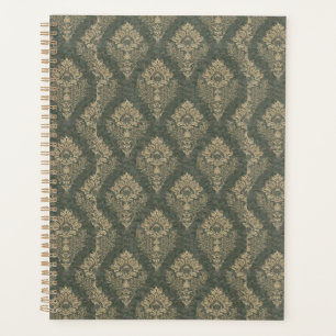 Green and Gold Damask Planner