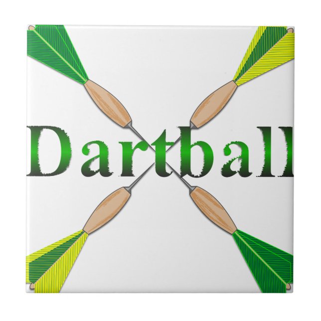 Green and Gold Dartball Darts Tile (Front)