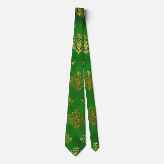 Green And Gold Decorative Tie (Front)