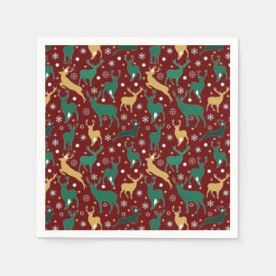Green and gold deer napkin