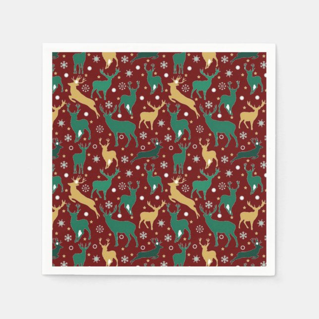 Green and gold deer   napkin (Front)