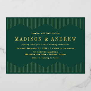 Green and Gold Dotted Deco Wedding