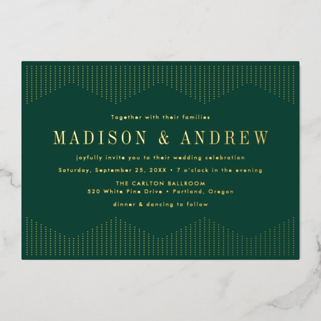 Green and Gold Dotted Deco Wedding (Front)