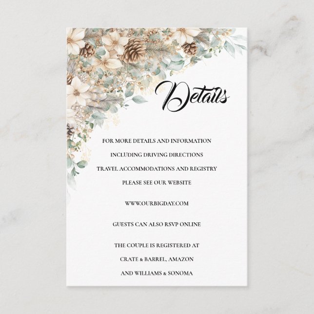 Green and Gold Enclosure Card Details (Front)