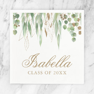 Green and Gold Eucalyptus Graduation Napkin