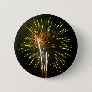Green and Gold Fireworks Holiday Celebration 6 Cm Round Badge
