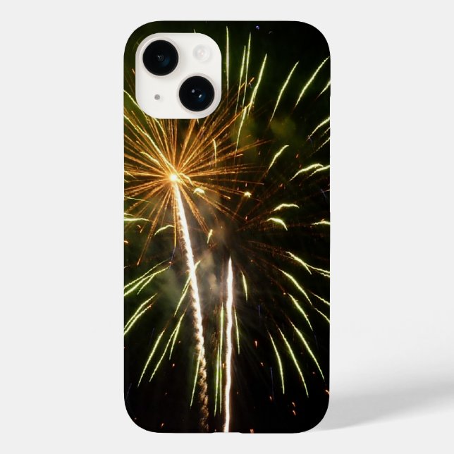 Green and Gold Fireworks Holiday Celebration Case-Mate iPhone Case (Back)