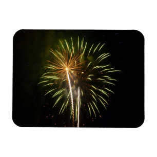 Green and Gold Fireworks Holiday Celebration Magnet