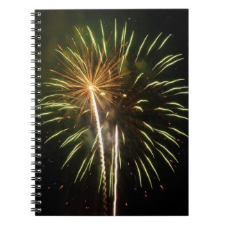 Green and Gold Fireworks Holiday Celebration Notebook