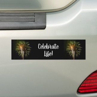 Green and Gold Fireworks Patriotic Celebration Bumper Sticker