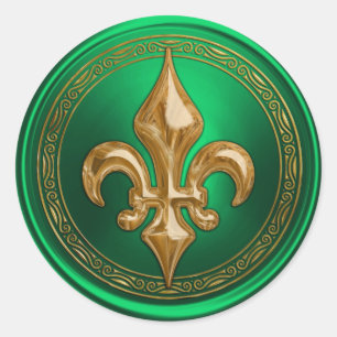 Green and Gold Fleur de Lis Envelope Seal