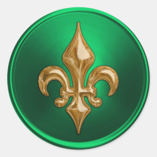 Green and Gold Fleur de Lis Envelope Seal