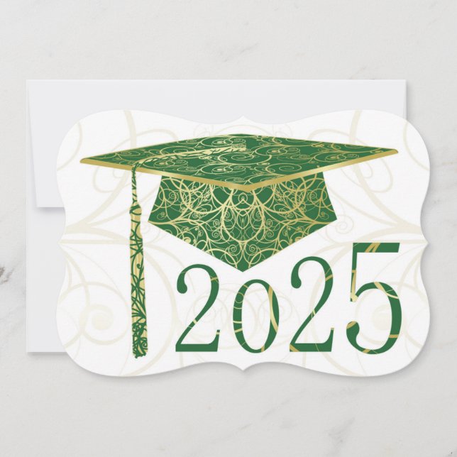 Green and Gold Floral Cap 2025 Card (Front)