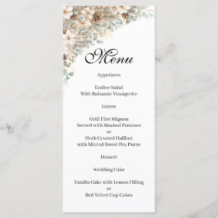 Green and gold floral Menu