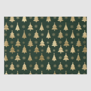 Green and Gold Foil Christmas Trees Tissue Paper