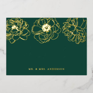 Green and Gold Foil Floral Wedding Thank You Card