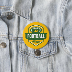 Green and Gold Football Mum Custom Jersey Number 7.5 Cm Round Badge