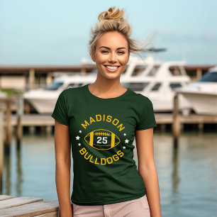 Green and Gold Football Player Jersey Number T-Shirt