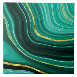 Green and Gold Geode Style Ceramic Tile. Tile