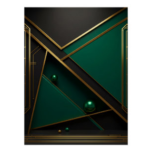 Green and Gold Geometry Poster