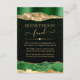 Green and Gold Glam Tears Wedding Honeymoon Fund Enclosure Card
