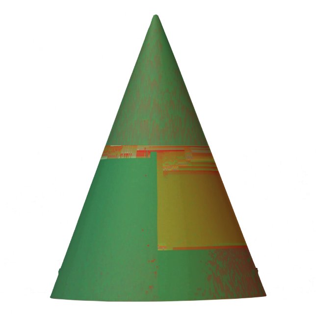 green and gold glitch party hat (Front)