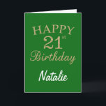Green and Gold Glitter 21st Birthday Card<br><div class="desc">Green and Gold Glitter 21st Birthday Card with personalized name. For further customization,  please click the "Customize it" button and use our design tool to modify this template.</div>