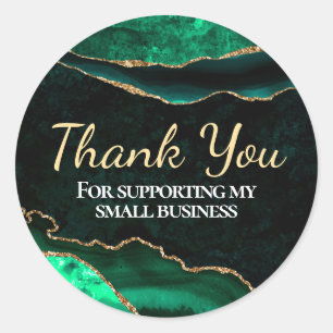Green and Gold Glitter Agate Small Business Classic Round Sticker