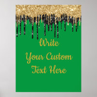 Green and Gold Glitter Birthday Party Anniversary
