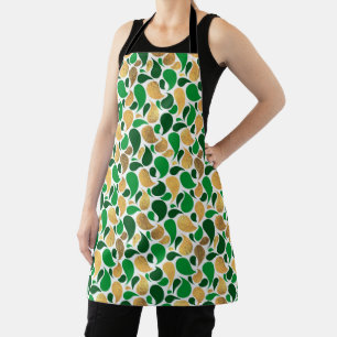 Green and Gold Glitter Festive Pattern Fusion Apron