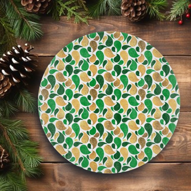 Green and Gold Glitter Festive Pattern Fusion Cutting Board (Creator Uploaded)