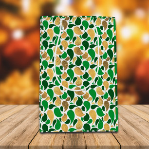Green and Gold Glitter Festive Pattern Fusion Medium Gift Bag