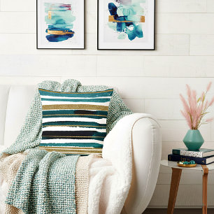 Green and gold glitter stripes  cushion