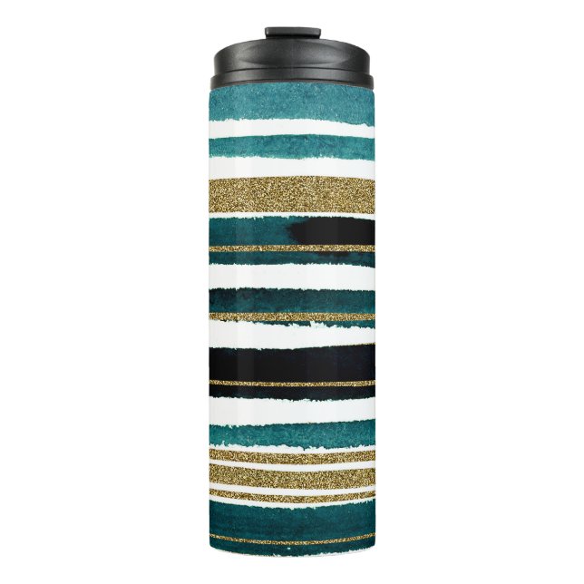 Green and gold glitter stripes mug (Front)