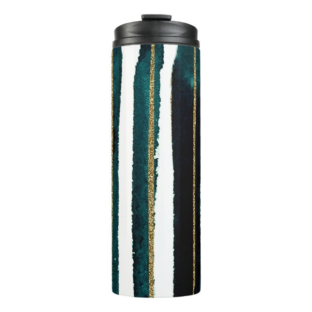 Green and gold glitter stripes mug (Front)