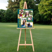 Green and Gold Graduation Announcement Multi Photo