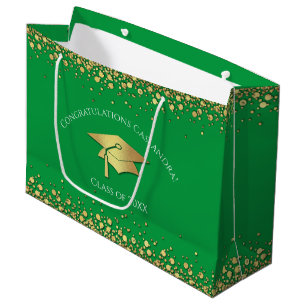 Green and Gold Graduation Large Gift Bag