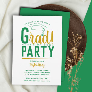 Green and Gold Graduation Party Invitation