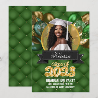 Green and Gold Graduation Party Invitation