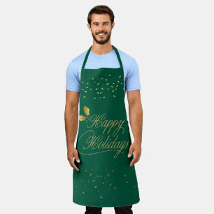 Green and Gold Happy Holidays Entertaining Apron