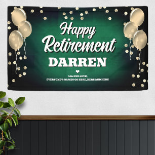 Green and Gold Happy Retirement Banner