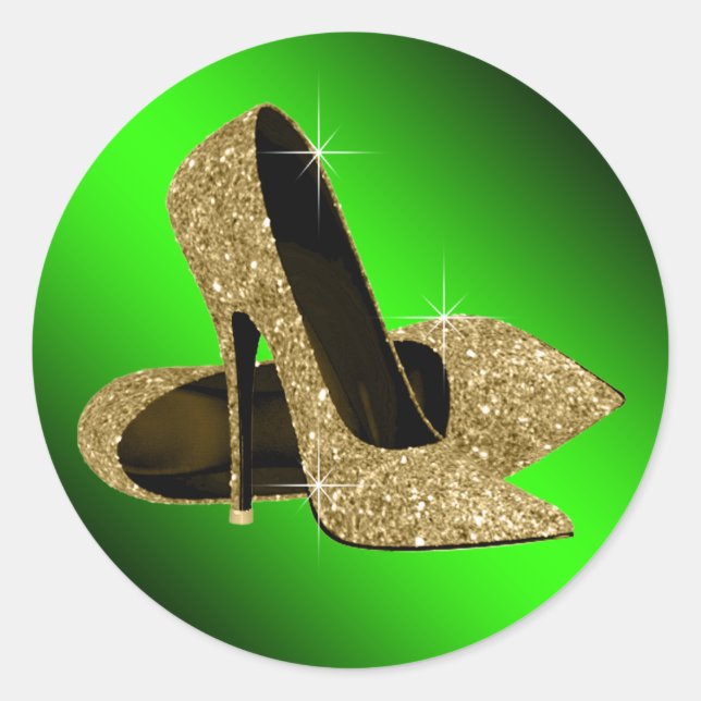Green and Gold High Heel Shoe Stickers (Front)