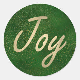 Green and Gold Joy Christmas Stickers